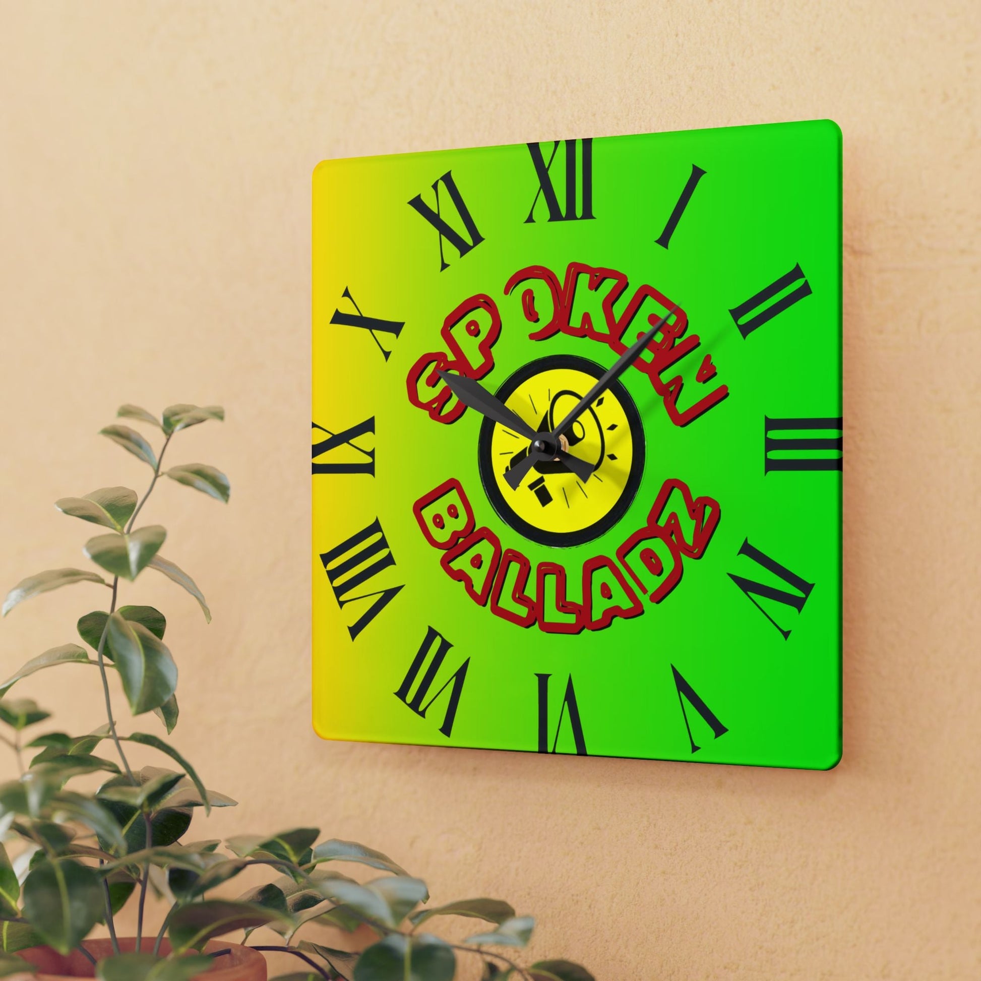 Spoken Balladz Acrylic Wall Clock - Vibrant Original Retro Designer Decor Printify