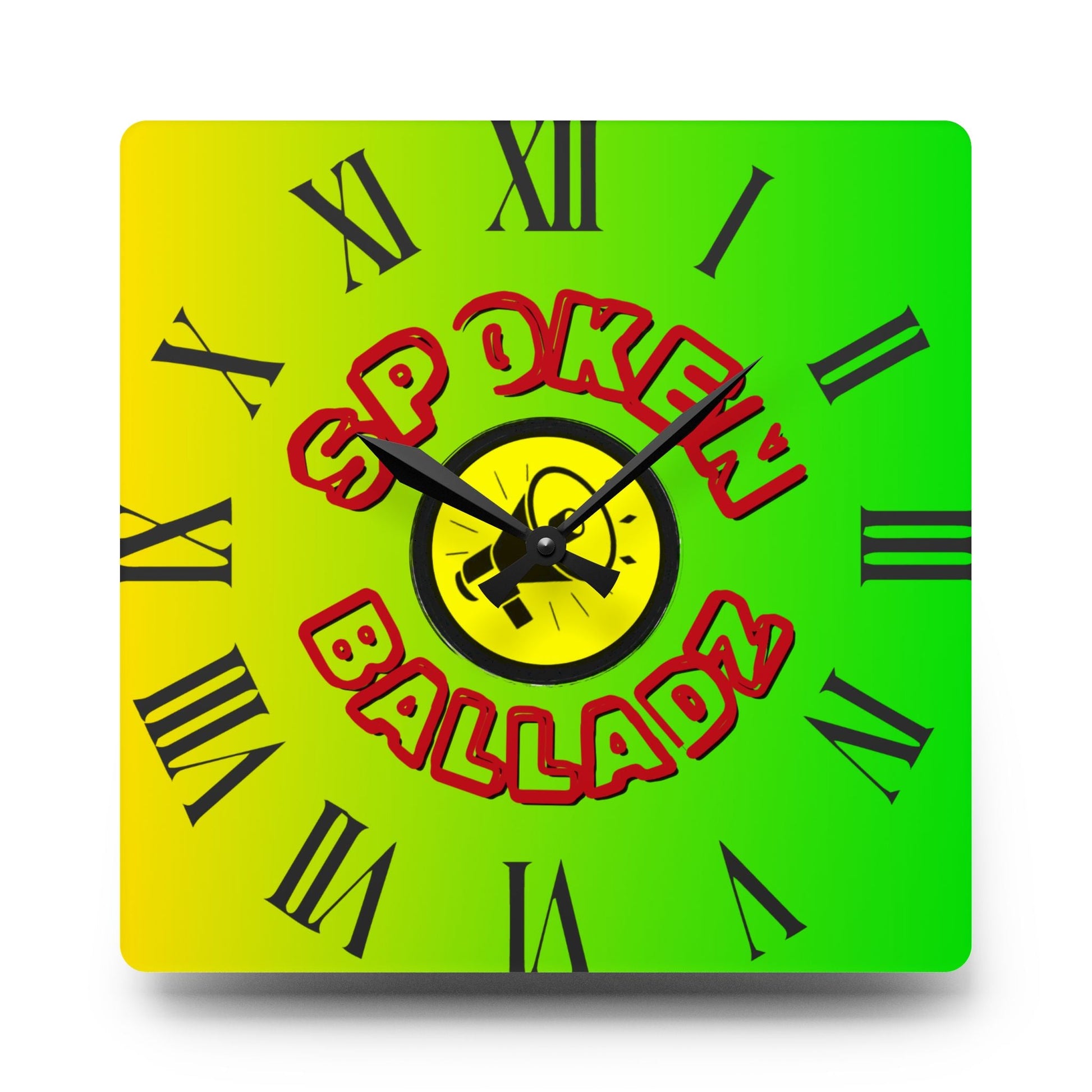 Spoken Balladz Acrylic Wall Clock - Vibrant Original Retro Designer Decor Printify