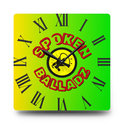 Spoken Balladz Acrylic Wall Clock - Vibrant Original Retro Designer Decor Printify