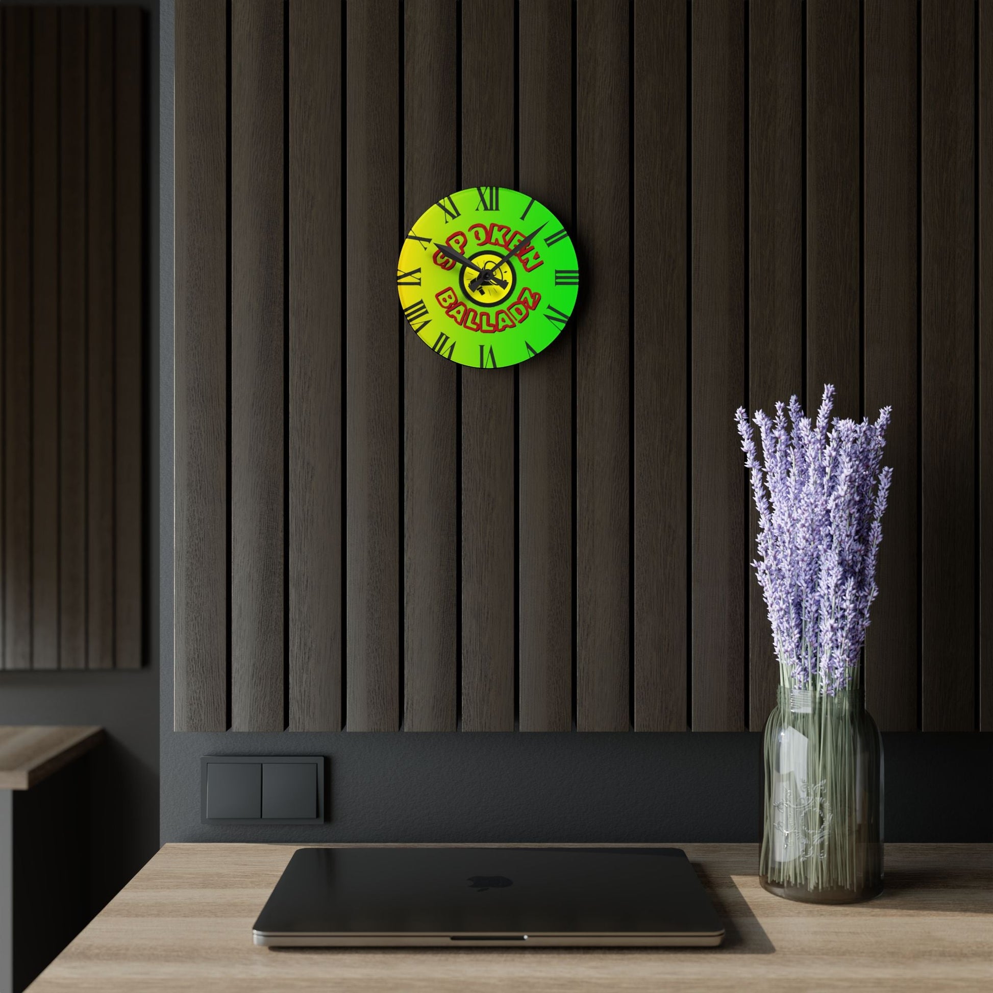 Spoken Balladz Acrylic Wall Clock - Vibrant Original Retro Designer Decor Printify