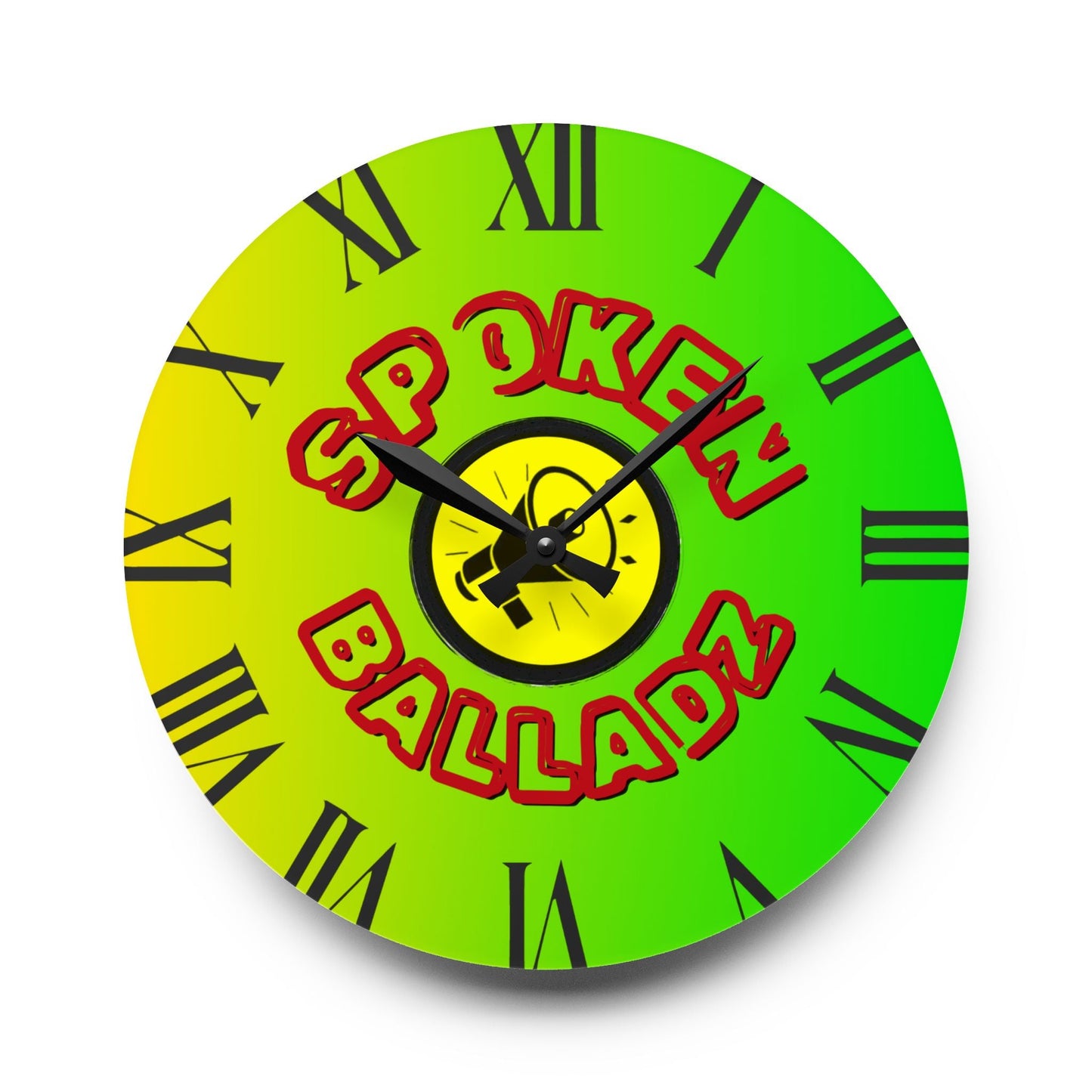 Spoken Balladz Acrylic Wall Clock - Vibrant Original Retro Designer Decor Printify