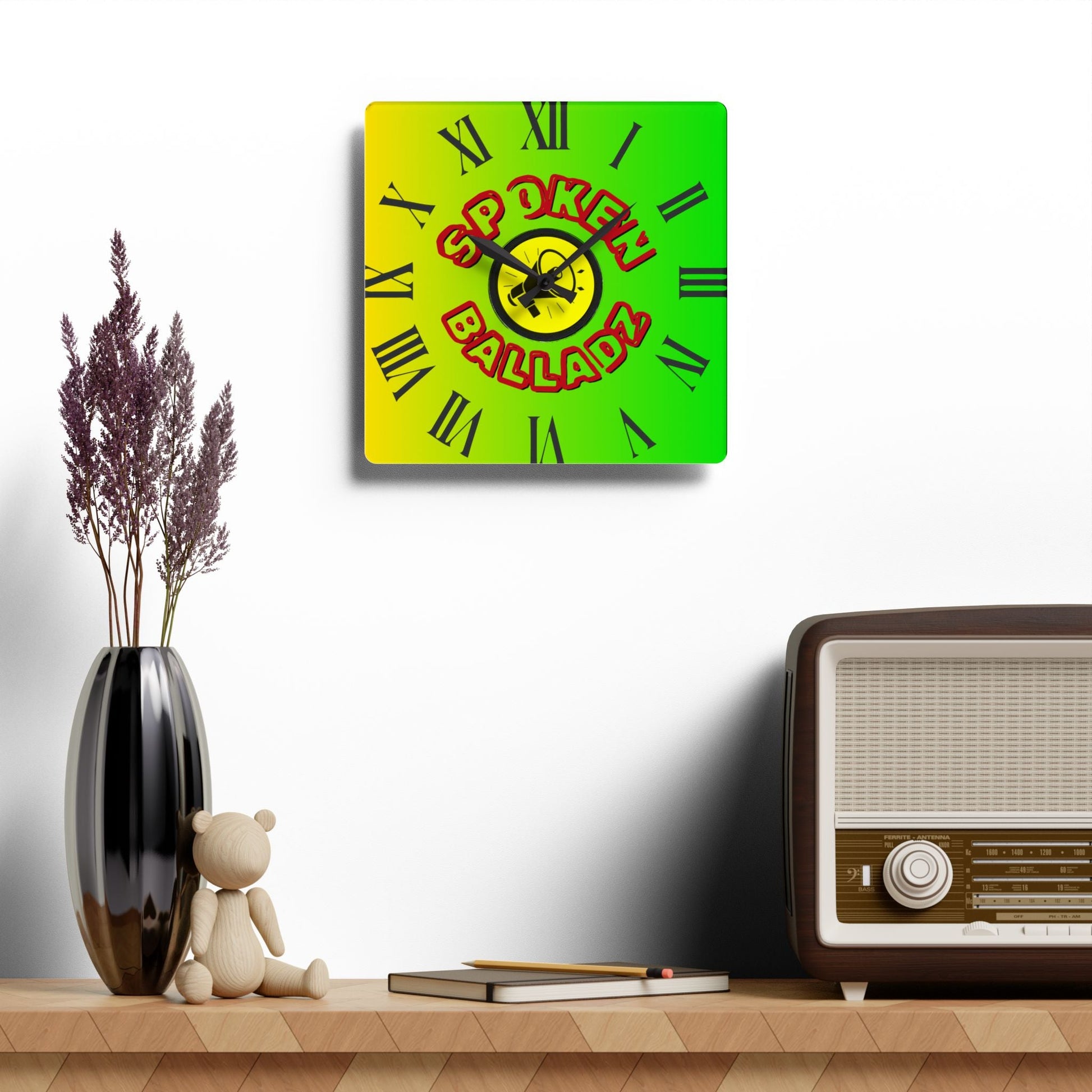 Spoken Balladz Acrylic Wall Clock - Vibrant Original Retro Designer Decor Printify