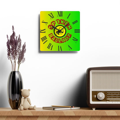 Spoken Balladz Acrylic Wall Clock - Vibrant Original Retro Designer Decor Printify