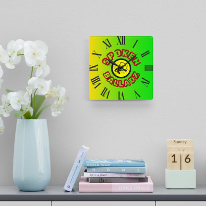 Spoken Balladz Acrylic Wall Clock - Vibrant Original Retro Designer Decor Printify